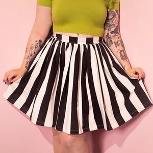 Ghost Swing Skirt in Black and White Stripes